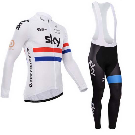 2014 Maillot sky Tirantes Mangas Largas Blanco